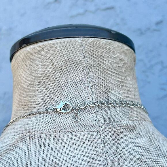 Blue Rhinestone Heart Necklace Y2k Jewelry - Picture 7 of 7